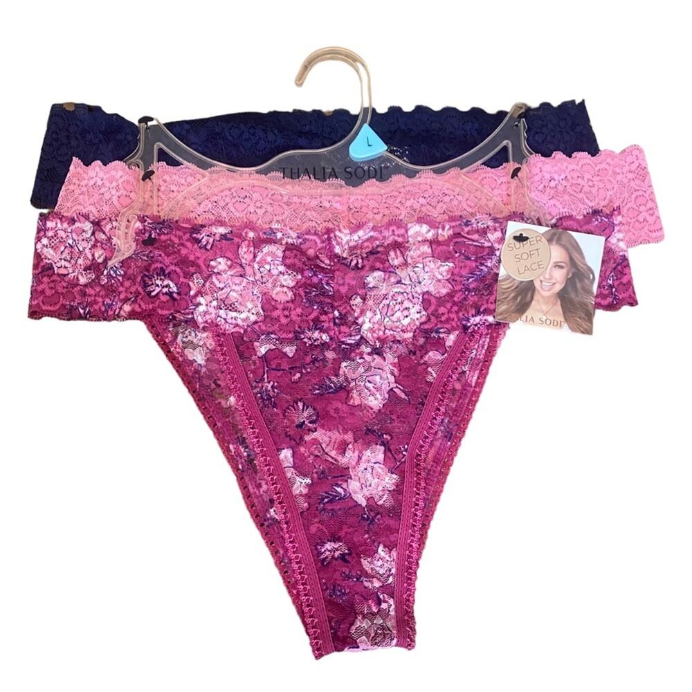 NWT Thalia Sodi L Super Soft Lace 3-Pack Underwear/ Sexy Bikini Cheeky Intimate
